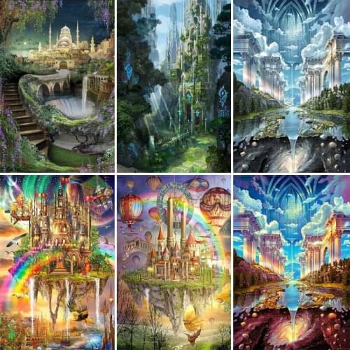 DIY Diamond Painting Landscape Forest Castle Cross Stitch Mosaic Daimond Painting Scenery Full Square Home Decor Gift