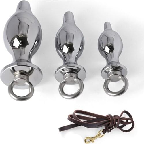 Anal Plug With Leash ASSLOCK Stainless Steel Expanding Butt Plug Big Ass Anal Dilator Trainer Slave Sex Toys For Couple