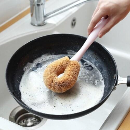 1 Piece Creative Long Handle Brown Hair Brush Kitchen Cleaning Brush Household Brush Pot Washing Pot Cleaning Brush Dishwashing