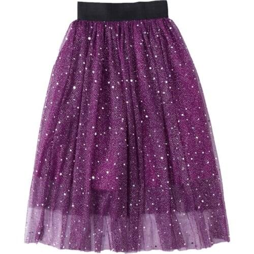Kids Baby Glitter Tutu Skirt For Girl Sequin Tulle with Lining Girls Sparkle Pettiskirt Tutus Children Chiffon Long Skirts 2-12T