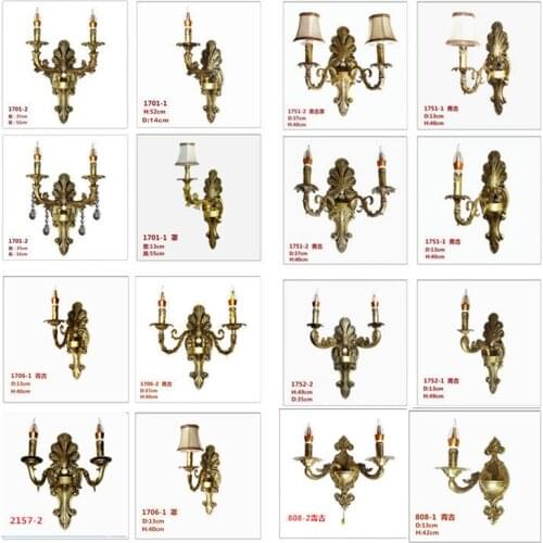 European Fashion Crystal Bedroom Retro Living Room Dining Room Candle Creative Villa Wall Lamp E14, AC110V 220V