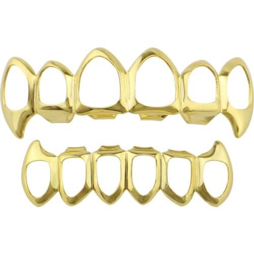 European And American Plating Gold Grills Hollow Type 6 Teeth Halloween Vampire Braces For Men And Women