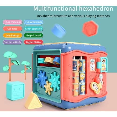 Infant Toy Six-Sided Box Baby Patting Rattle Body Puzzle Early Educational Learning Toys for Children Montessori Kids Child