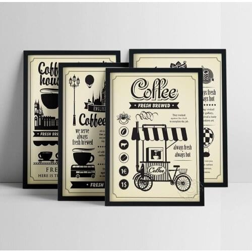 Canvas Painting Coffee Modern Plaque Vintage Wall Art Prints Pictures for Kitchen Coffee Bar Cafe Retro Posters Home Decoration