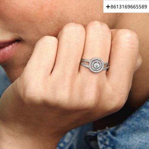 Classic hot style 925 sterling silver sparkling double ring series rings for men and women
