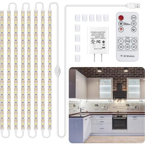 Under Cabinet Lighting Kit 8pcs Flexible Led Strip Lights with RF Remote Controller for Kitchen Cabinets Desk Counter Corner