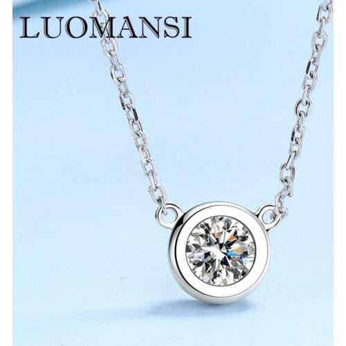 Luomansi 1CT 6.5MM Round Bubble Moissanite Necklace with GRA Certificate S925 Sterling Silver Woman Jewelry Party Birthday Gift