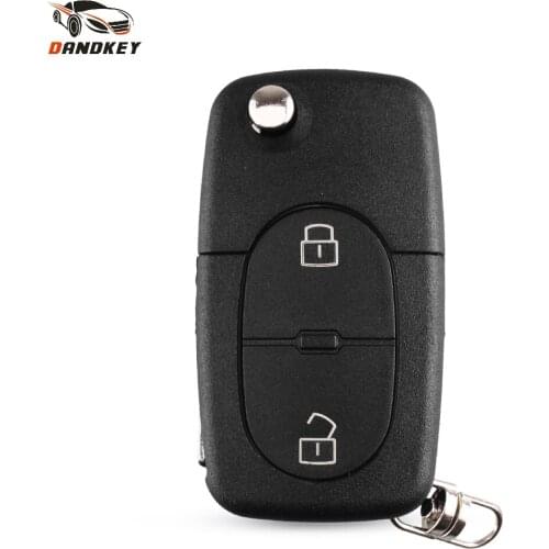 Dandkey Small CR1620 Battery Holder 2 Button Flip Remote Key Fob Case Shell For Audi A2 A3 A4 A6 TT Old Models & HU66 Blade