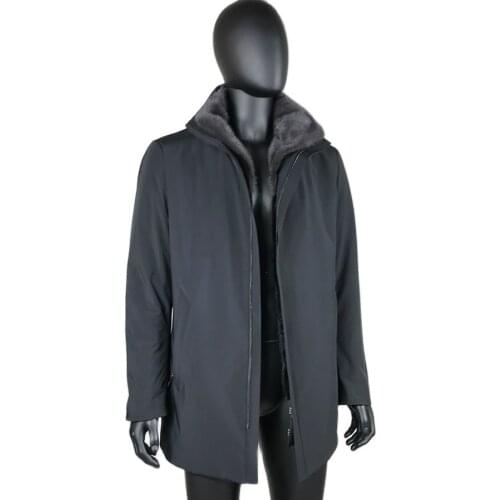 Winter Fur Coat Men Natural Mink Fur Liner Parka 2021 New Classic Windproof Jacket Turn Down Collar High Quality