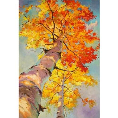 New full square 5d diy diamond painting tree landscape 3d round diamond mosaic autumn scenery crafts sticker diamond embroidery