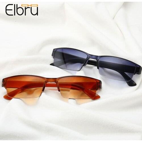 Elbru Ultralight Half Frame Reading Glasses Clear Resin Lens Presbyopic Eyeglasses Portable Gift For Parents Diopters +1.0 +4.0