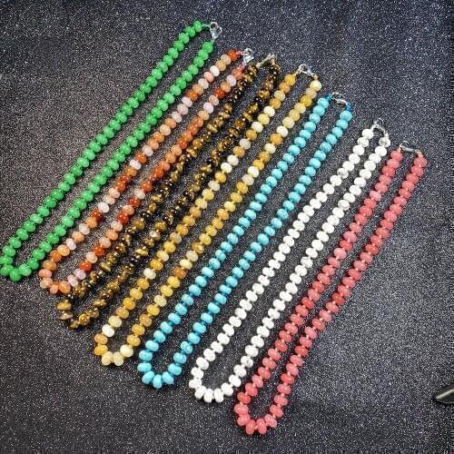 Natural Stone Necklace Agates Malachite Crystal Tiger Eye Abacus Beads For Women Jewelry Necklaces Vintage Style Gifts