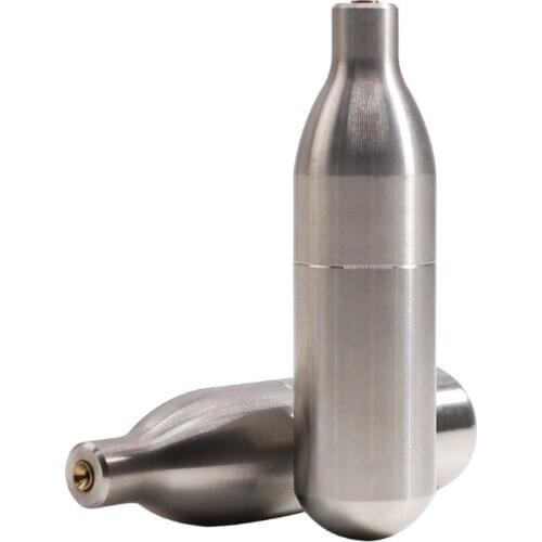 Stainless Steel Threaded or Unthreaded Rechargeable 12g CO2 Tank Refillable Cartridge and Pin Fill Adapter Station