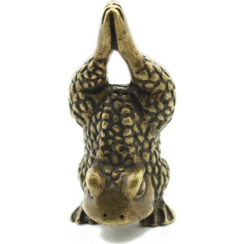 Handstand; stand upside down Toad frog solid worship buddha antique Pure brass bronze statue Religious Buddhism decoration