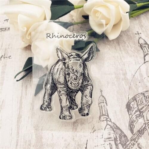 Hot 6*9cm Cute rhino Transparent Clear Stamps / Silicone Seals Roller Stamp for DIY scrapbooking photo album/Card Making