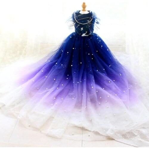 Free Shipping Handmade Luxury Dog Clothes Pet Tailing Dress Wedding Evening Gown Gradient Color Bright Stars Beading Skirt