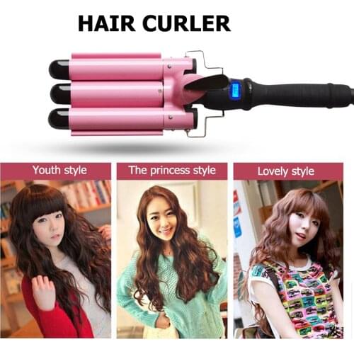 Professional Hair Curling Iron Ceramic Triple Barrel Hair Curler Irons Hair Wave Waver Styling Tools Hair Styler Wand US Plug