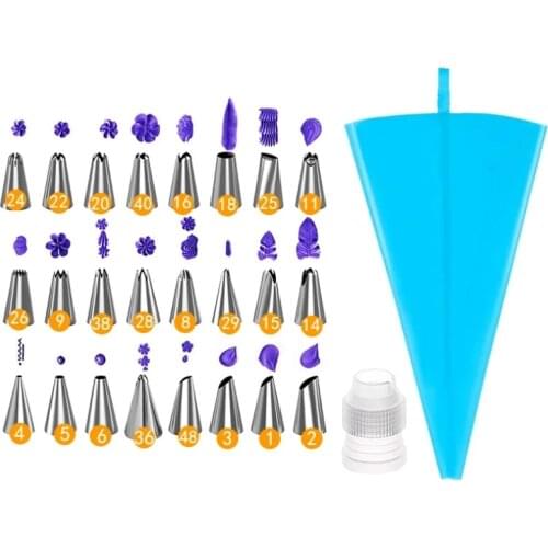 Hot 26Pcs/Set Silicone Pastry Bag Tips Kitchen DIY Icing Piping Cream Reusable Pastry Bags +24 Nozzle Set Cake Decorating Tools