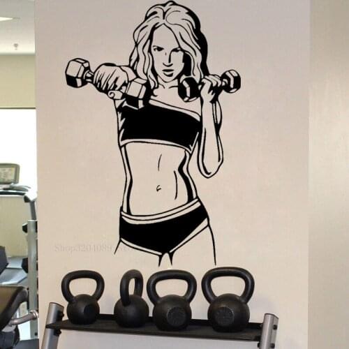 Fashion Female Muscles Vinyl Wall Sticker For Fitness Gym Sport Decor Home Sticker Creative Interior Removable Wallpaper CN134