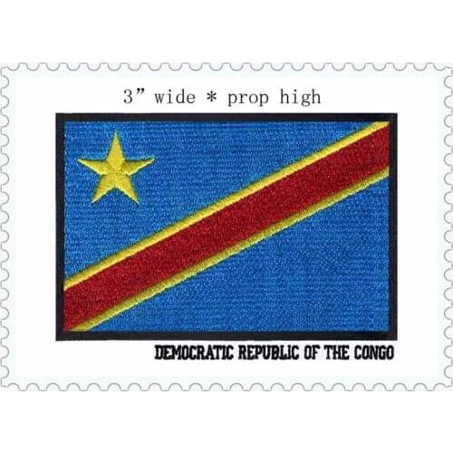3" wide DEMOCRATIC REPUBLIC OF THE CONGO embroidery flag patch felt applique