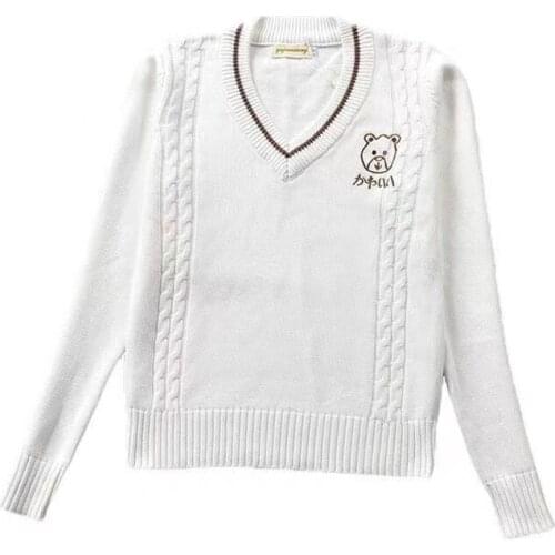 Japanese Campus Pullover Lovers Sweater Long Sleeve Jk School Uniform Embroidered Man Women Girls Clothes British Style Sweaters