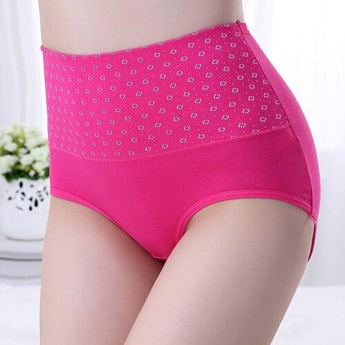 KJ107 Women Cotton Panty High Waist Breathable Trigonometric Panties Female printed Underwear Body Shaping Briefs