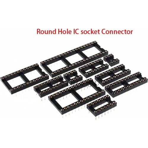 10PCS Round Hole IC socket Connector DIP 6 8 14 16 18 20 24 28 40 pin Sockets DIP6 DIP8 DIP14 DIP16 DIP18 DIP20 DIP28 DIP40 pins