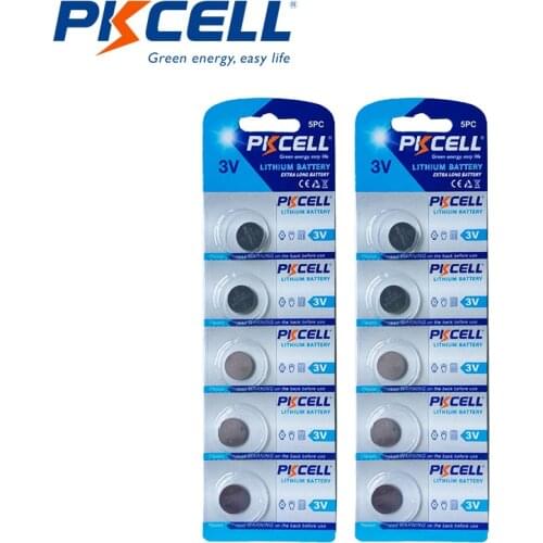 10Pcs PKCELL CR1216 Button Batteries 3V Lithium Cell DL1216, BR1216, ECR1216, 5034LC, LM1216 for Watch Electronic Toy Remote