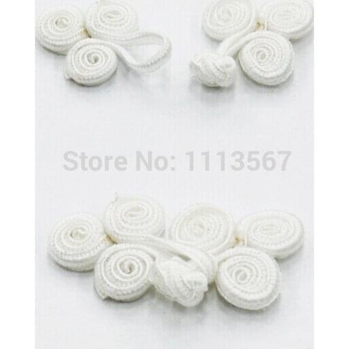 100set Craft Handmade Fabric Braided White 3 Circles Button Sewing On Chinese Frog Closure Fastener Knot Button NK37