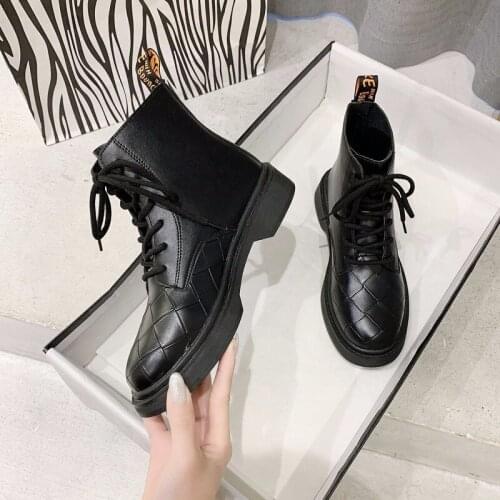 2020 Women Motorcycle Ankle Boots Wedges Female Lace Up Platforms Autumn Winter Leather Oxford Shoes Woman high heels R14-93