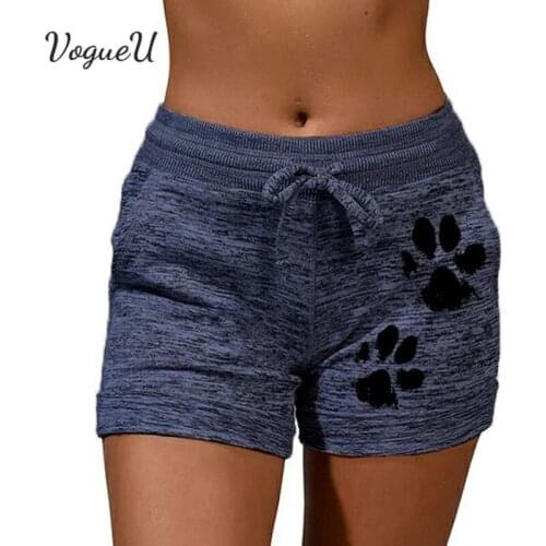 2021 Summer New Lady Bottoming Shorts Women High Waist Cats Claw Print Drawstring Elastic Sports Shorts Loose Womens Clothing