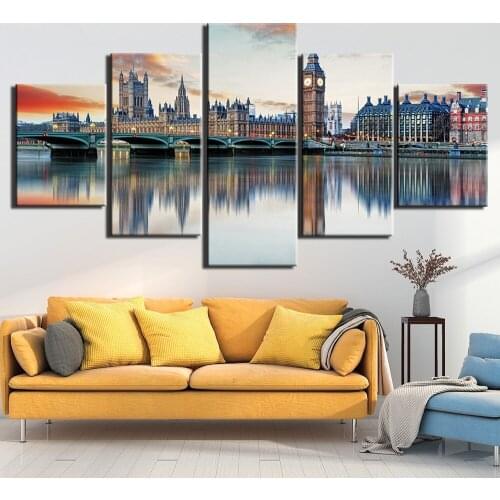 Diamond 5D DIY Wall Art Handmade Painting City View Cross Stitch 5 Pcs Picture Scenery Mosaic Full Round Drill Embroidery Gift