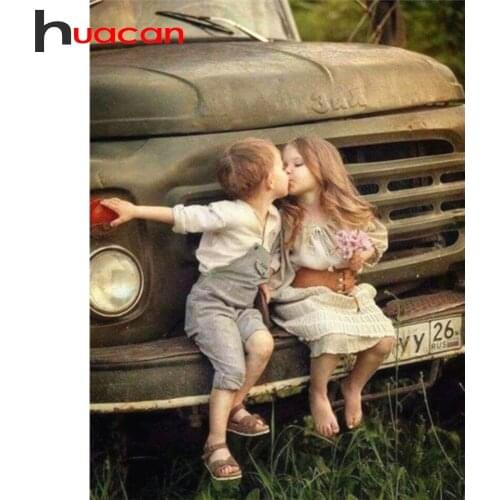 Huacan Diamond Painting With Square/Round Stones Child Picture Of Rhinestones Diamond Mosaic Love Home Decoration Diamond Art