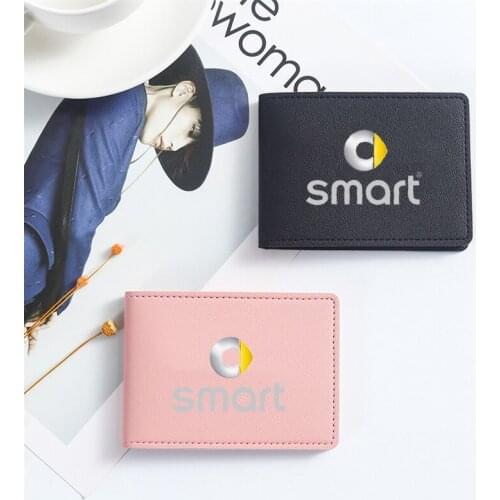 Car Styling Auto Bag Card Package Driver License stickers Genuine Leather wallet For smart fortwo forfour 453 451 450