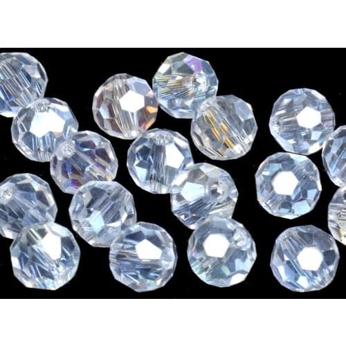 4 6 8 MM AB White 32 Faceted Football Shape Crystal Beads Glass Ball Loose Beads Spacer Beads For Jewelry Bracelet Making DIY