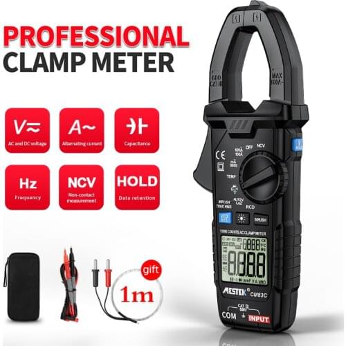 MESTEK Digital Clamp Meter 600A AC Current AC/DC Voltage Ohm True RMS Auto Range VFD Capacitance NCV Tester Ammeter Multimeter