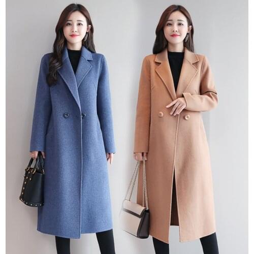 Double-sided woolen coat womens mid-length fashion new Korean style slim-fitting no cashmere high-end autumn winter woolen coat