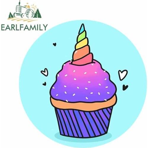 EARLFAMILY 13cm x 13cm For Unicorn Cake Refrigerator Fine Decal Waterproof Car Stickers Scratch-proof Personality Creative