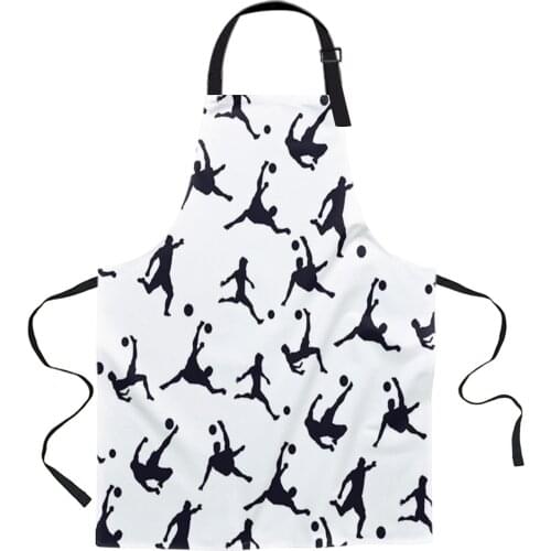 Soccer Football Catroon Doodle White Aprons for Women Men Kid Cooking Baking Apron Kitchen Utility Equipment Accessories