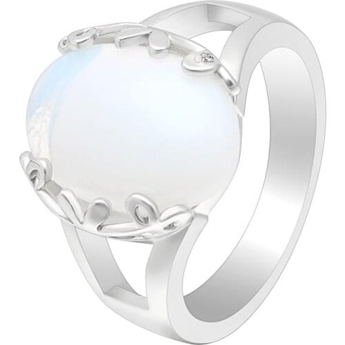 Hainon White Opal Rings For Women Silver color Filled Fashion Jewelry 2018 New Design Round Elegant Finger Rings For Party