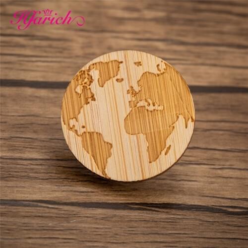 Hfarich New Arrival Trendy Unisex Pin Brooches World Map Jewelry Hiphop World Map Lapel Wood Brooches Free shipping