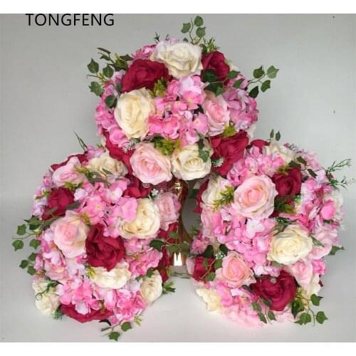 TONGFENG 10PCS/lot Artificial silk rose flowers wedding table centerpiece flowers ball Flower wall wedding backdrop decorations