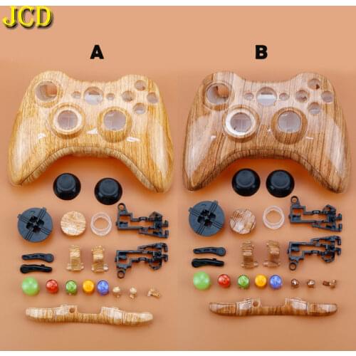 JCD For Xbox 360 Gaming Controller Wood Grain Hard Case Gamepad Protective Shell Cover Full Set W/ Button Analog Stick Bumpers