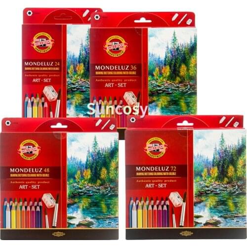 Koh-i-noor Watercolor Pencils 24 36 48 72 color, Water Soluble Mondeluz Aquarell Priscolor Pastille Drawing Pencil Art Supplies