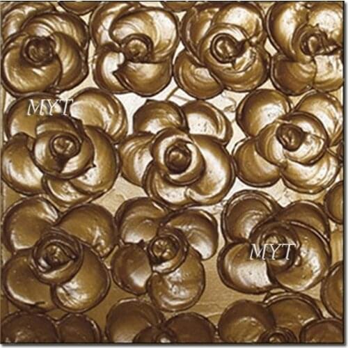 New Arrival Golden Flower Design Wall Painting Picture Art Pure Hand Painted Abstract Oil Painting On Canvas Wall Decor Art