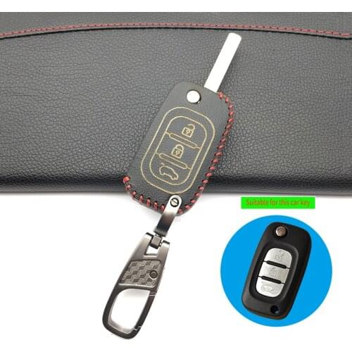 3 Buttons Leather Car Key Case Cover for Lada Vesta Granta XRay Kalina Priora Sedan Sport for Renault / For Benz Protect Shell