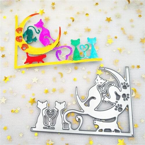 Moon Cat Lace Metal Cutting Dies Stencil For DIY Scrapbooking Card Photo Album Decorative Embossing Crafts Die Cut