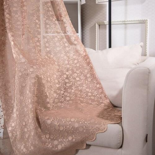 Ivory White Lace Jacquard Sheer Curtains for Living Room Embroidery Floral French Knitted Lace Retro Balcony Window Drapes