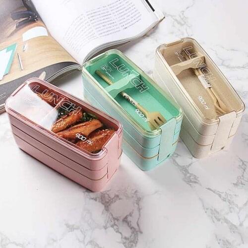 Bento Box Japanese Kids Lunch Box with Compartment Cup Microwave Portable Leak-Proof Food Container Storage AS Wheat Straw Fiber