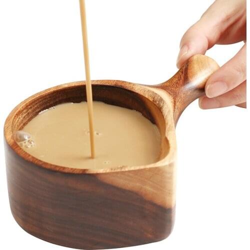 110ml Soup Spoon Short Handle Acacia Wood Water Scoop Household Kitchen Convenient Durable Water Scoop Creative Water Spoon